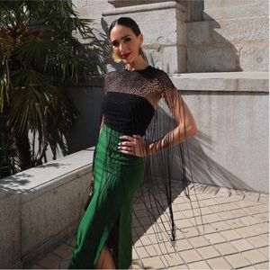 ZARA BEADED FRINGED TOP